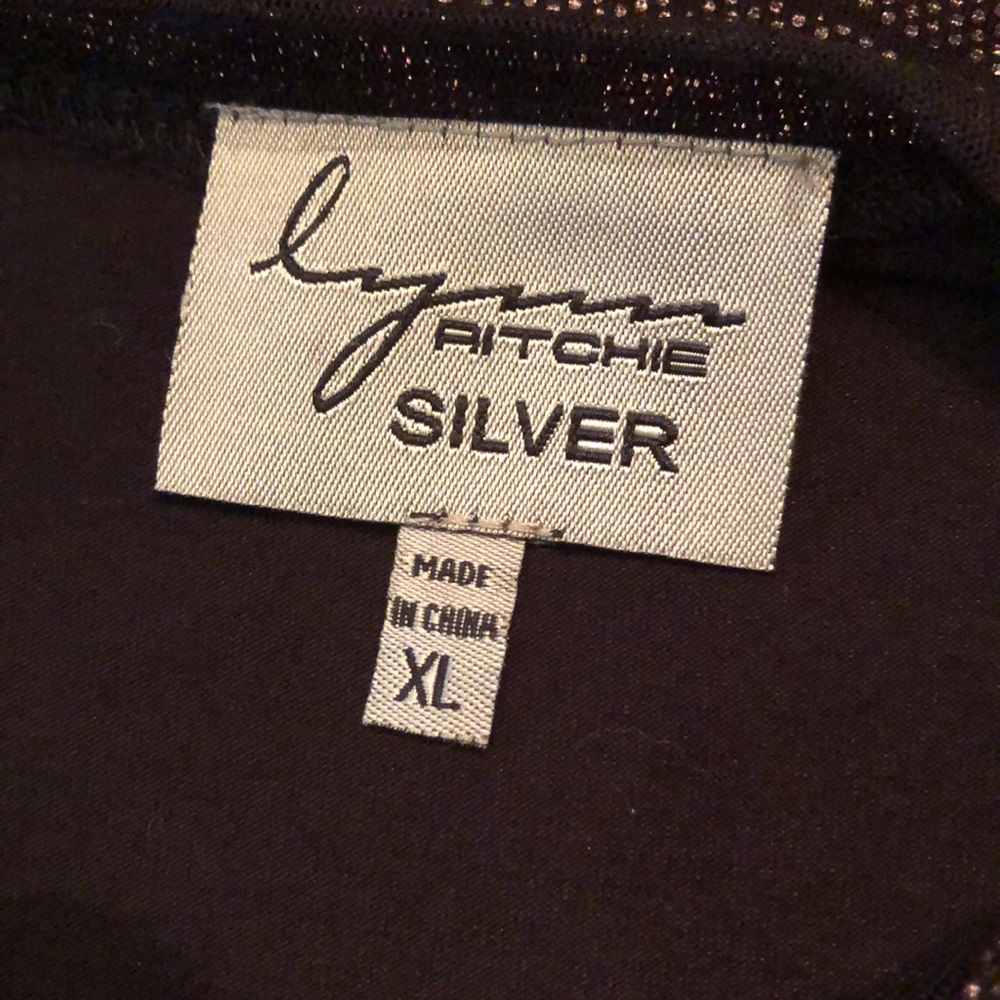 Lynn Ritchie Silver Python Print And Mesh Long Sl… - image 6